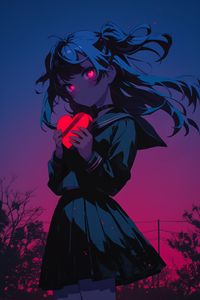 Preview wallpaper girl, heart, love, anime, art