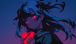 Preview wallpaper girl, heart, love, anime, art
