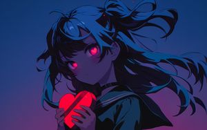 Preview wallpaper girl, heart, love, anime, art