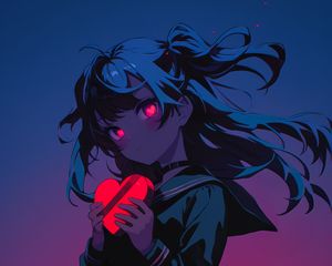 Preview wallpaper girl, heart, love, anime, art