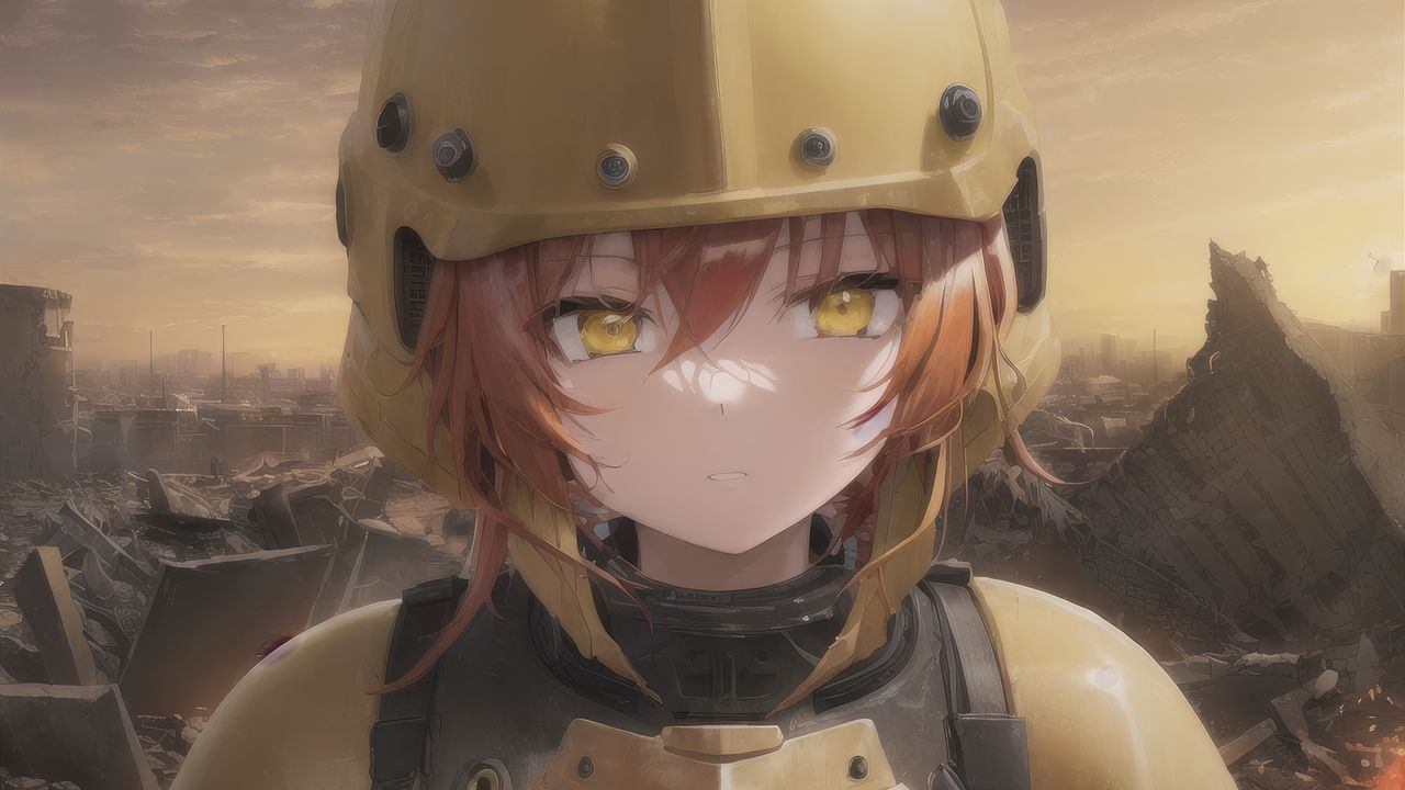 Wallpaper girl, helmet, armor, anime