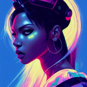 Preview wallpaper girl, helmet, bright, art, cyberpunk