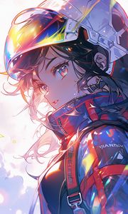 Preview wallpaper girl, helmet, costume, anime