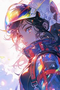 Preview wallpaper girl, helmet, costume, anime