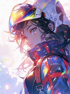 Preview wallpaper girl, helmet, costume, anime