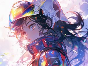 Preview wallpaper girl, helmet, costume, anime