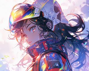 Preview wallpaper girl, helmet, costume, anime