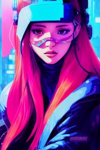 Preview wallpaper girl, helmet, hair, art