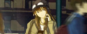 Preview wallpaper girl, helmet, jacket, anime, art