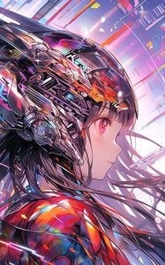 Preview wallpaper girl, helmet, profile, anime, art