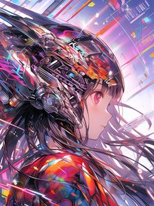 Preview wallpaper girl, helmet, profile, anime, art