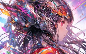 Preview wallpaper girl, helmet, profile, anime, art