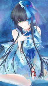 Preview wallpaper girl, heterochromia, anime, art, blue