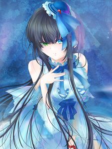 Preview wallpaper girl, heterochromia, anime, art, blue