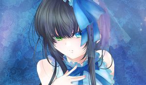 Preview wallpaper girl, heterochromia, anime, art, blue