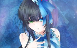 Preview wallpaper girl, heterochromia, anime, art, blue