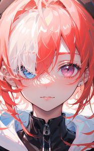 Preview wallpaper girl, heterochromia, eyes, anime, light