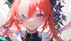 Preview wallpaper girl, heterochromia, eyes, anime, light