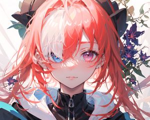 Preview wallpaper girl, heterochromia, eyes, anime, light