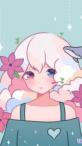 Preview wallpaper girl, heterochromia, glance, anime, art