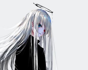Preview wallpaper girl, heterochromia, halo, anime