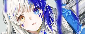 Preview wallpaper girl, heterochromia, paint, drips, anime, art, blue