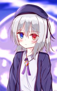 Preview wallpaper girl, heterochromia, sadness, anime