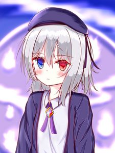 Preview wallpaper girl, heterochromia, sadness, anime