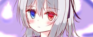 Preview wallpaper girl, heterochromia, sadness, anime