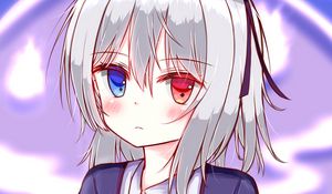 Preview wallpaper girl, heterochromia, sadness, anime