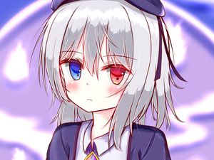 Preview wallpaper girl, heterochromia, sadness, anime