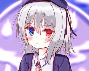 Preview wallpaper girl, heterochromia, sadness, anime