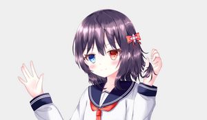 Preview wallpaper girl, heterochromia, smile, sailor suit, anime
