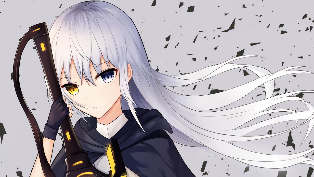 Wallpaper girl, heterochromia, sword, warrior, anime