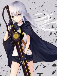 Preview wallpaper girl, heterochromia, sword, warrior, anime