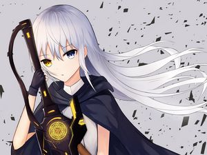 Preview wallpaper girl, heterochromia, sword, warrior, anime