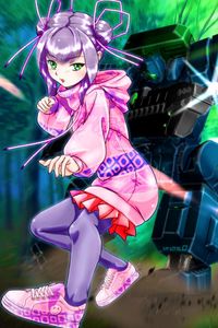 Preview wallpaper girl, hit, sneakers, anime, purple