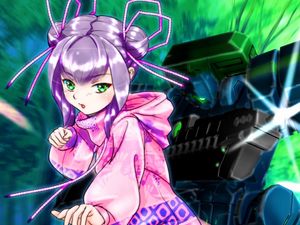 Preview wallpaper girl, hit, sneakers, anime, purple