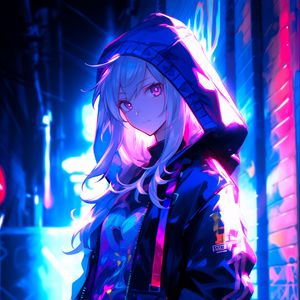 Preview wallpaper girl, hood, art, anime, street