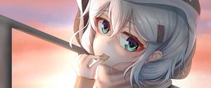 Preview wallpaper girl, hood, cookies, anime