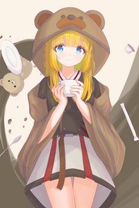 Preview wallpaper girl, hood, ears, anime, cute