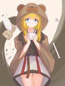 Preview wallpaper girl, hood, ears, anime, cute