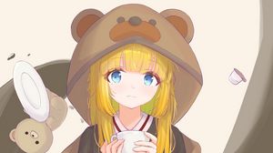 Preview wallpaper girl, hood, ears, anime, cute