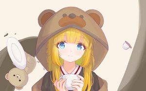 Preview wallpaper girl, hood, ears, anime, cute