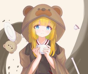 Preview wallpaper girl, hood, ears, anime, cute