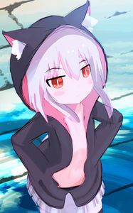 Preview wallpaper girl, hood, ears, anime