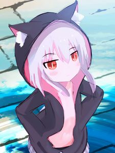 Preview wallpaper girl, hood, ears, anime