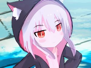 Preview wallpaper girl, hood, ears, anime