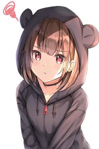 Preview wallpaper girl, hood, ears, anime, art, cute