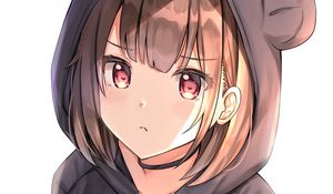 Preview wallpaper girl, hood, ears, anime, art, cute